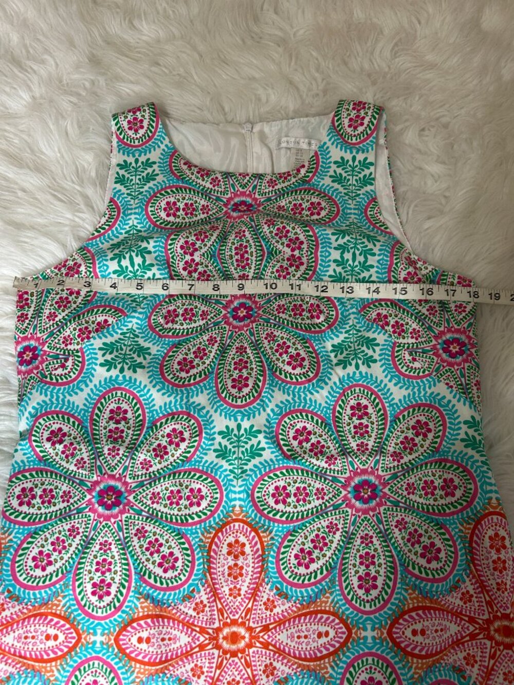 Share London Times Dress Womens Size 8 Blue Pink Paisley Floral Shift Work Party - Picture 7 of 10